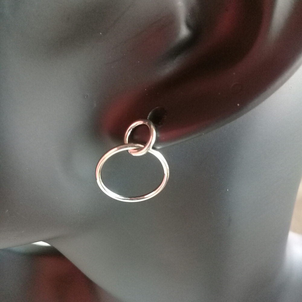 Small 925 silver double cicle earrings - Picture 4 of 4